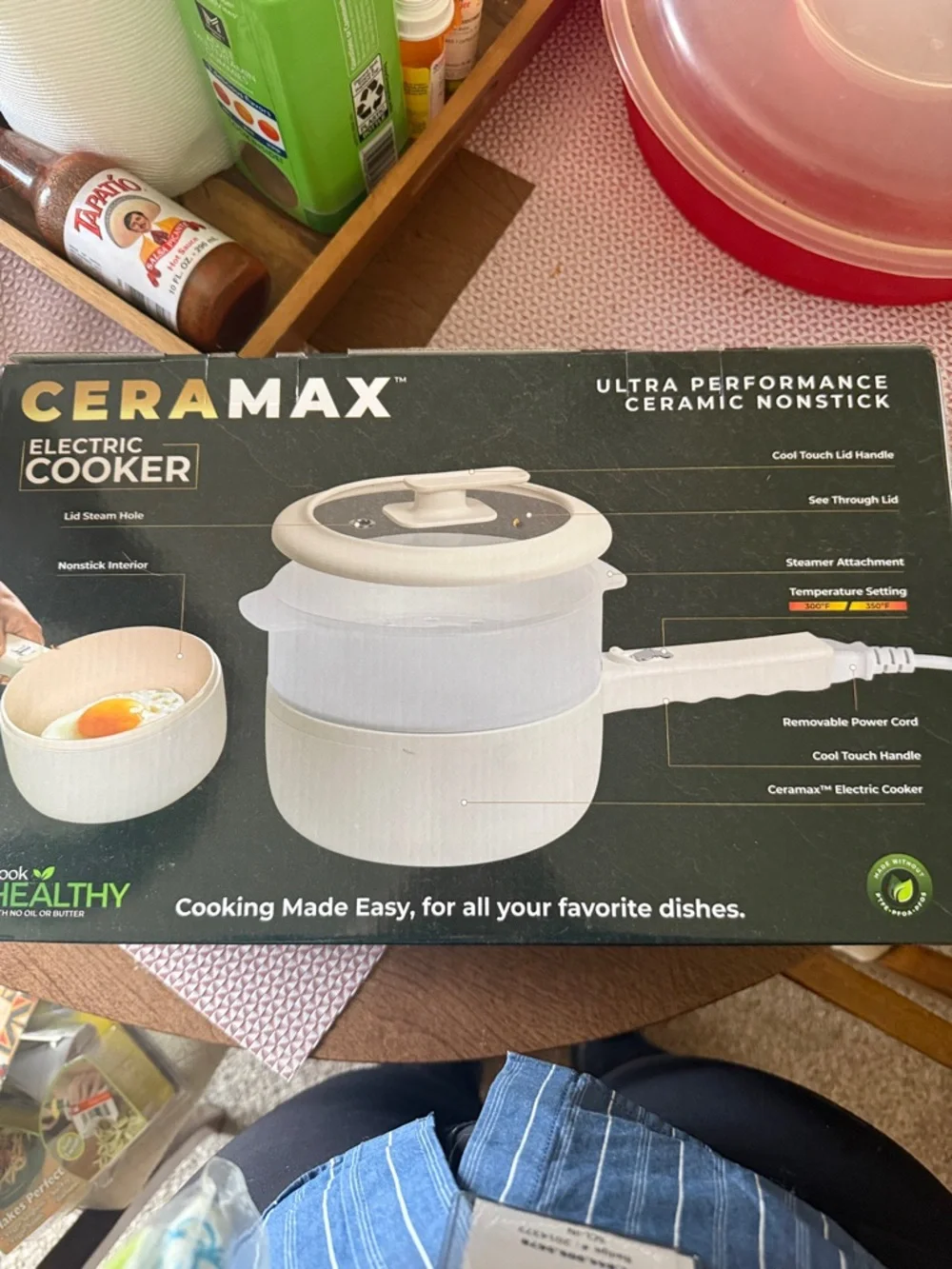 White Electric Cooker - Ceramic Nonstick Portable Pot - Picture 2 of 2